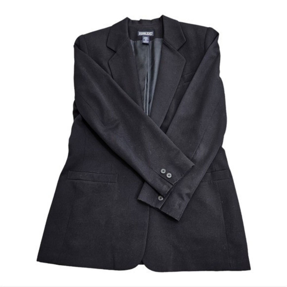 Lands End Womens Wool Single Button‎ Blazer 10 Navy Career Professional Office